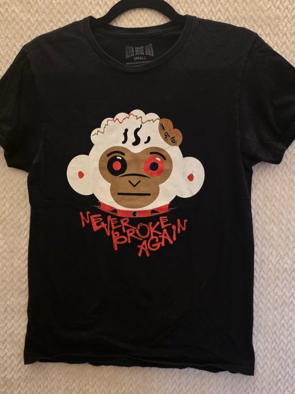 Never Broke Again Youngboy Monkey Spike T-Shirt Black Men's Size Small